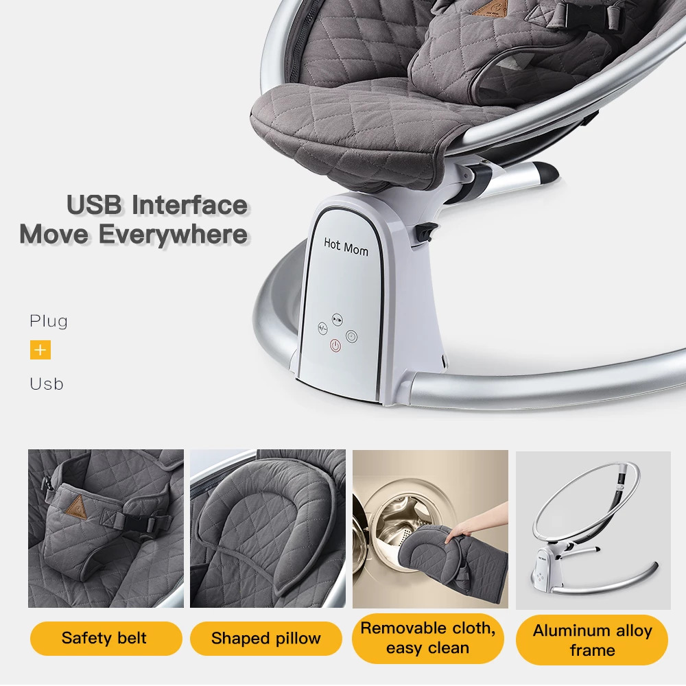 Baby Bouncer Swing Dark Grey Cuteably Baby Bouncers