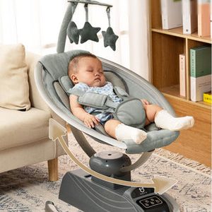 Electric baby swing bouncer rocker with a baby inside.